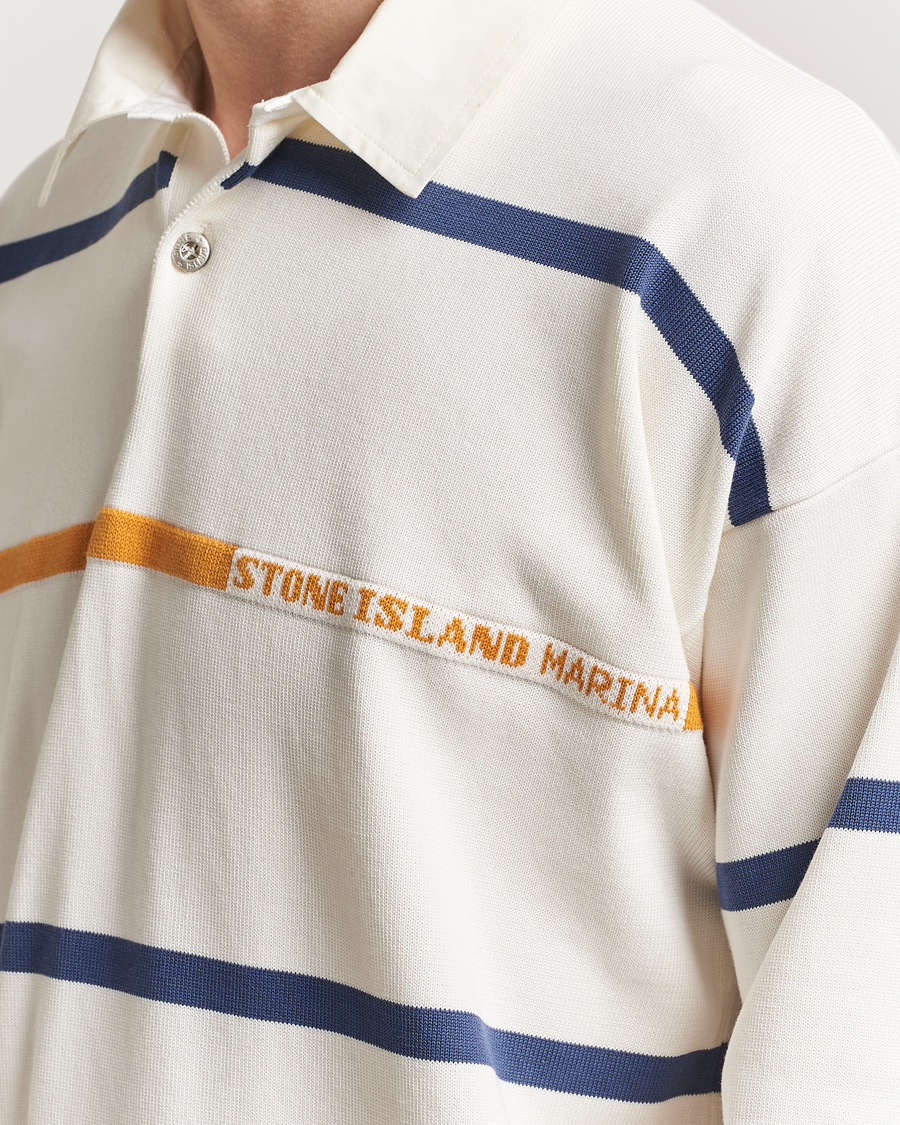Hombres | Jerséis y prendas de punto | Stone Island | Marina Striped Cotton Rugby Ivory