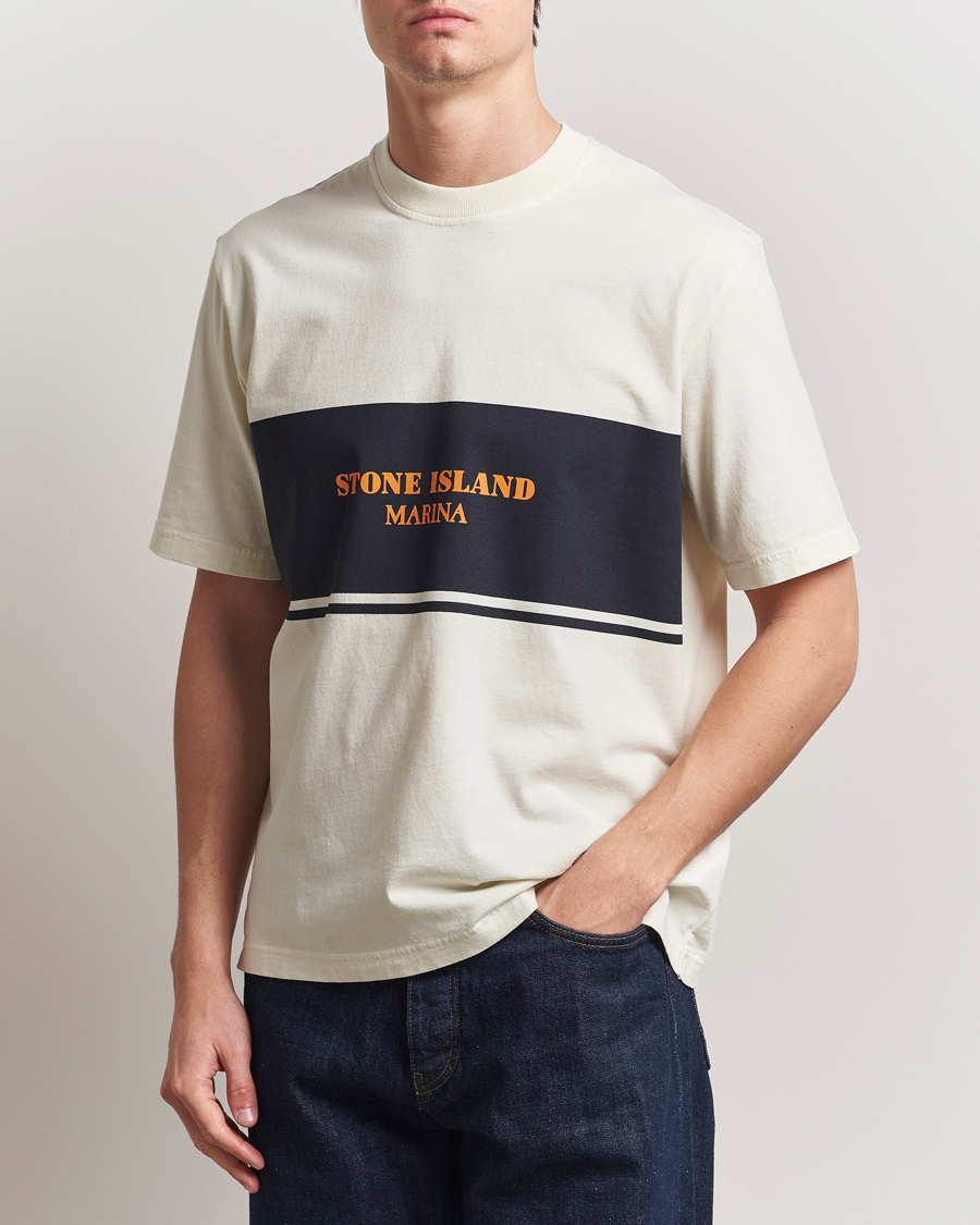 Stone Island Marina Organic Cotton T-Shirt Ivory en CareOfCarl.es