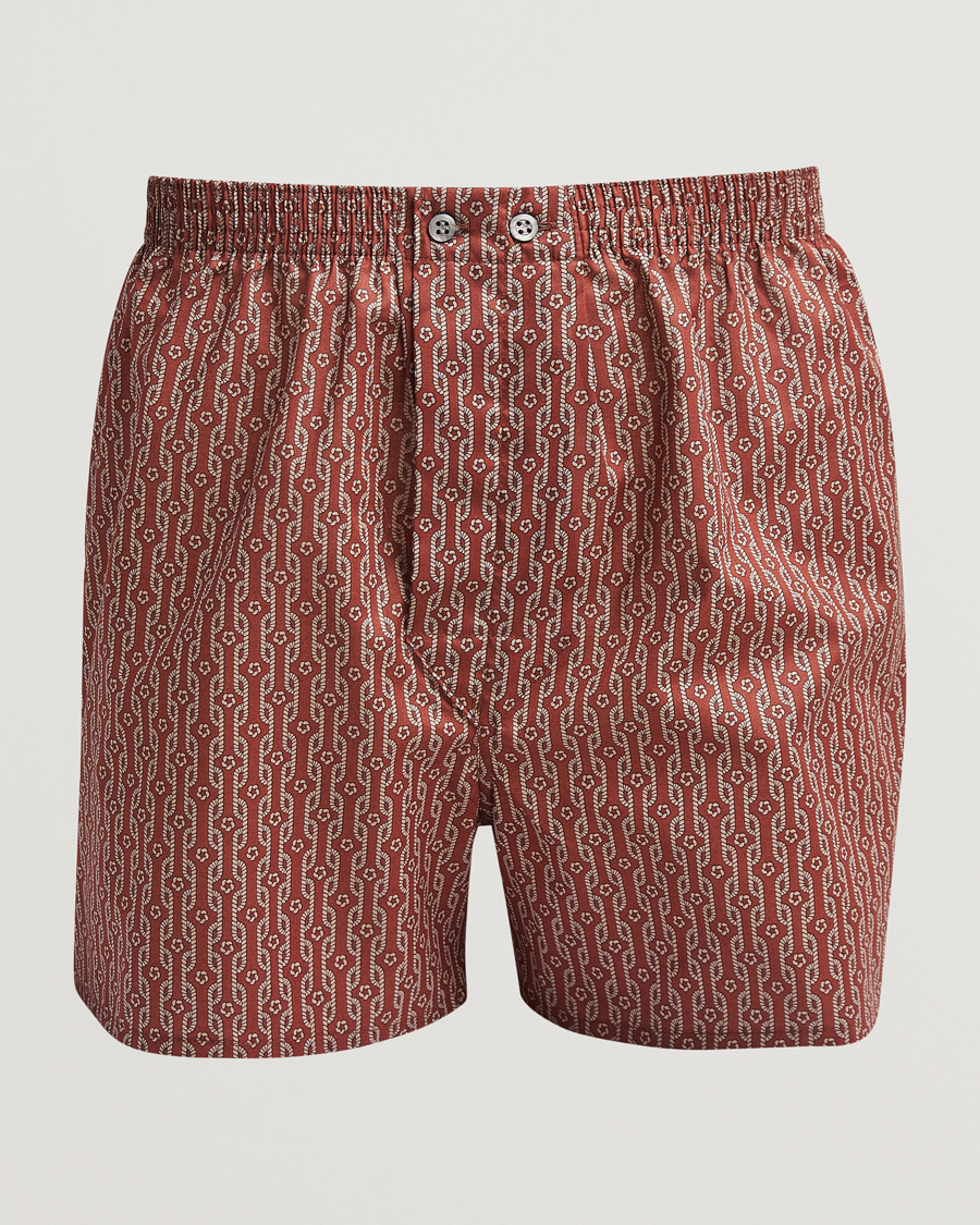 Hombres | Ropa interior y calcetines | Derek Rose | Classic Fit Woven Cotton Boxer Shorts Red