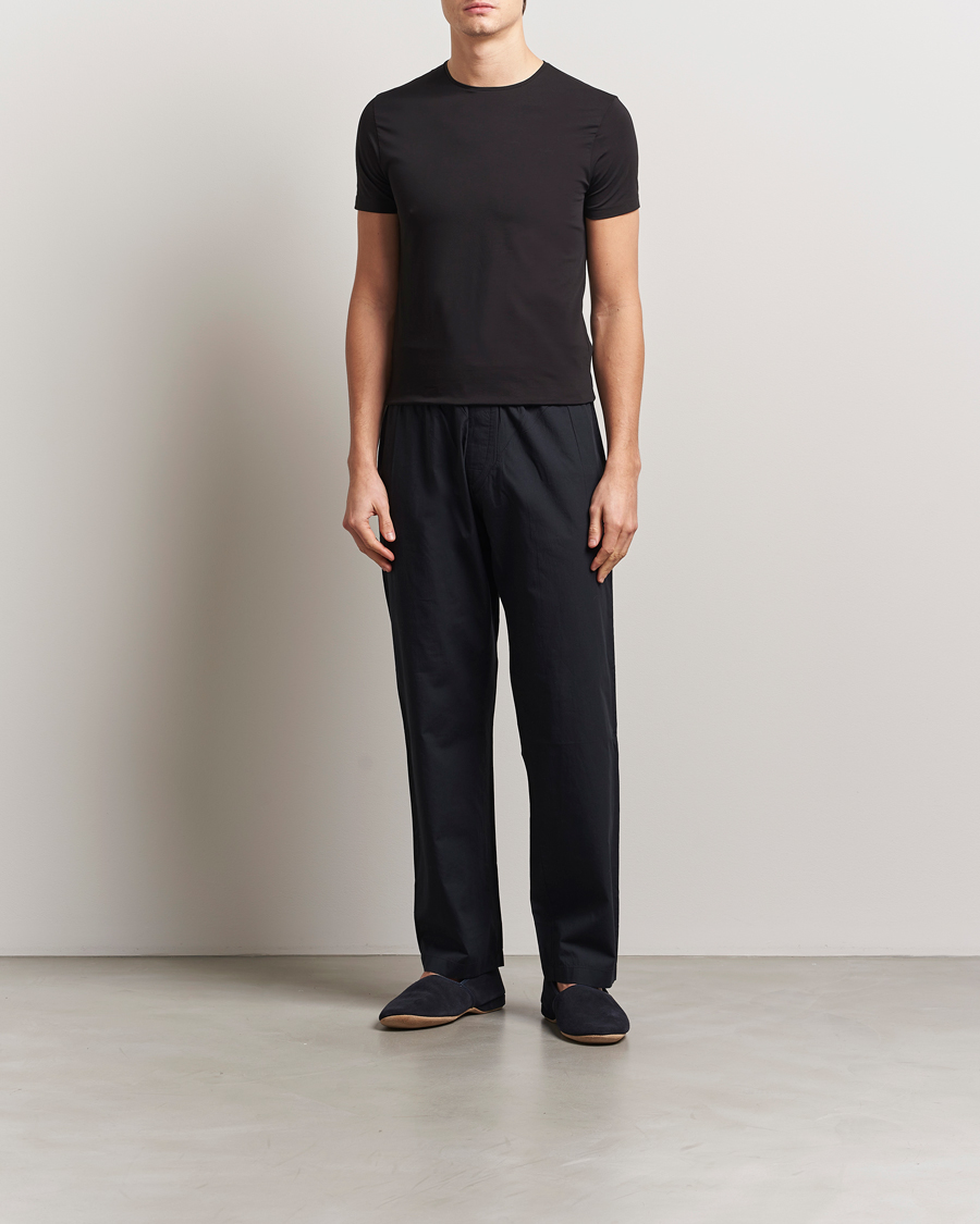 Hombres | Camisetas | Derek Rose | Pima Cotton Crew Neck T-Shirt Black