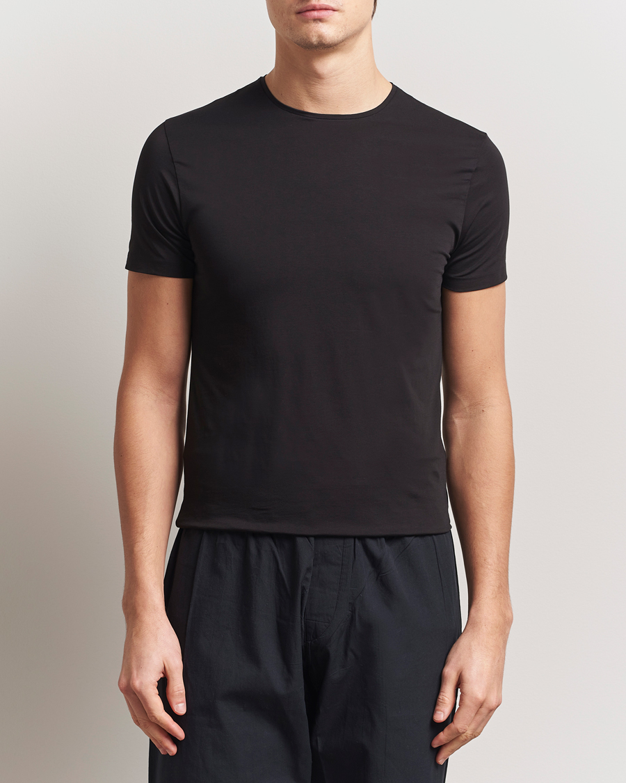 Hombres | Camisetas | Derek Rose | Pima Cotton Crew Neck T-Shirt Black