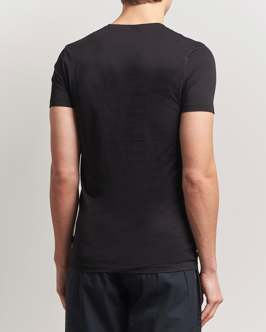 Hombres | Camisetas | Derek Rose | Pima Cotton Crew Neck T-Shirt Black