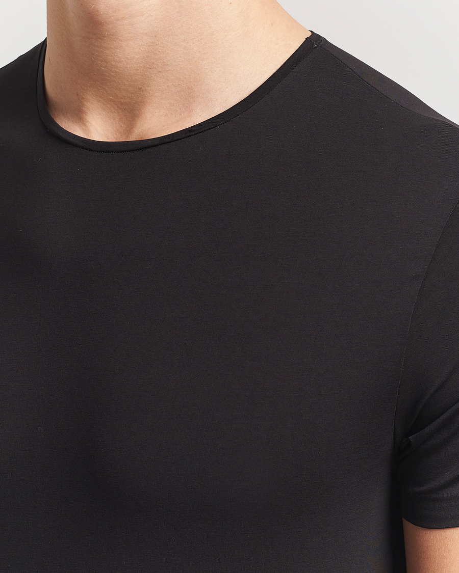 Hombres | Camisetas | Derek Rose | Pima Cotton Crew Neck T-Shirt Black
