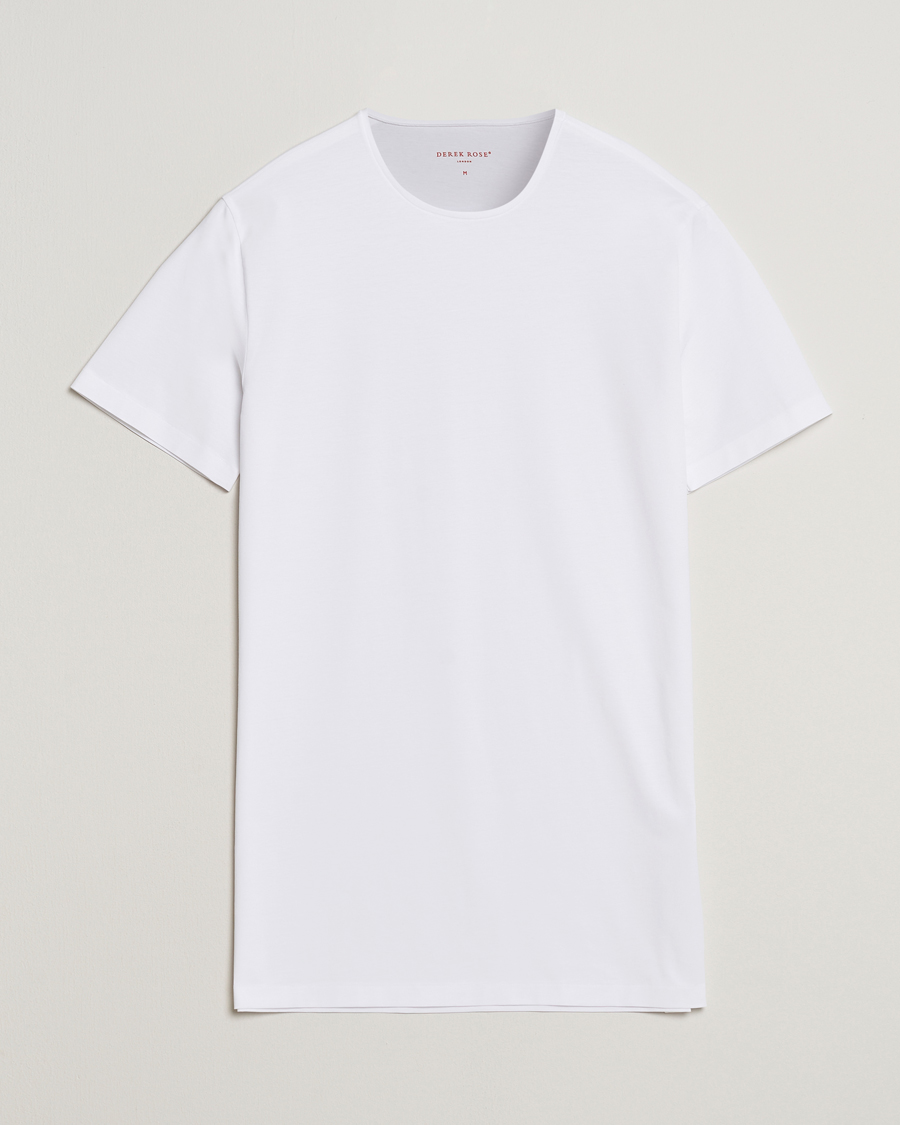 Hombres | Camisetas | Derek Rose | Pima Cotton Crew Neck T-Shirt White
