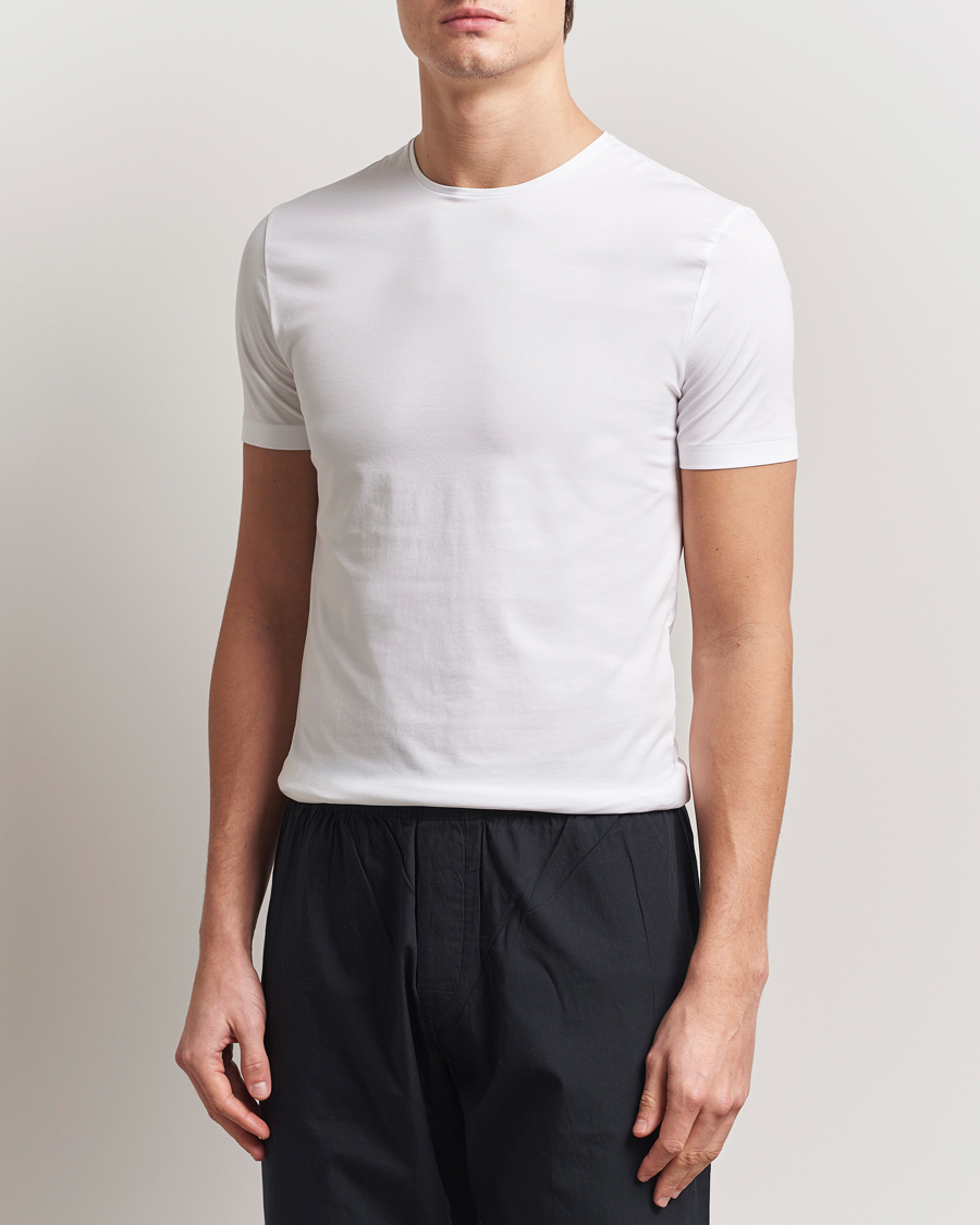 Hombres | Camisetas | Derek Rose | Pima Cotton Crew Neck T-Shirt White