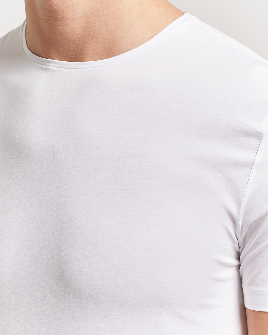 Hombres | Camisetas | Derek Rose | Pima Cotton Crew Neck T-Shirt White