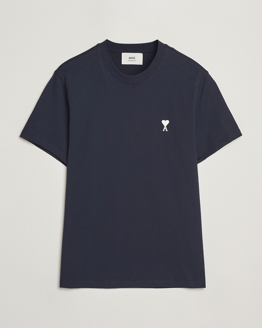 Hombres | Camisetas | AMI | Off White Heart Logo T-Shirt Night Blue