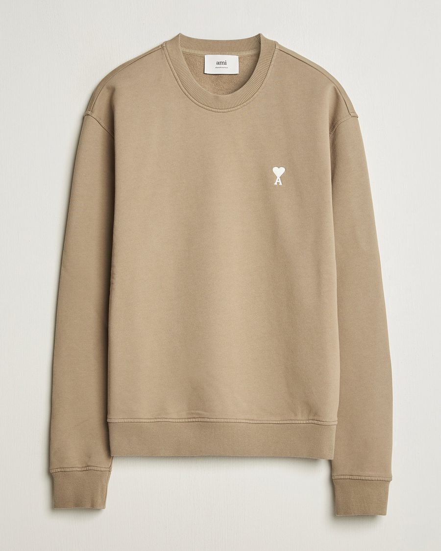 Hombres | Jerséis y prendas de punto | AMI | Off White Heart Logo Sweatshirt Beige