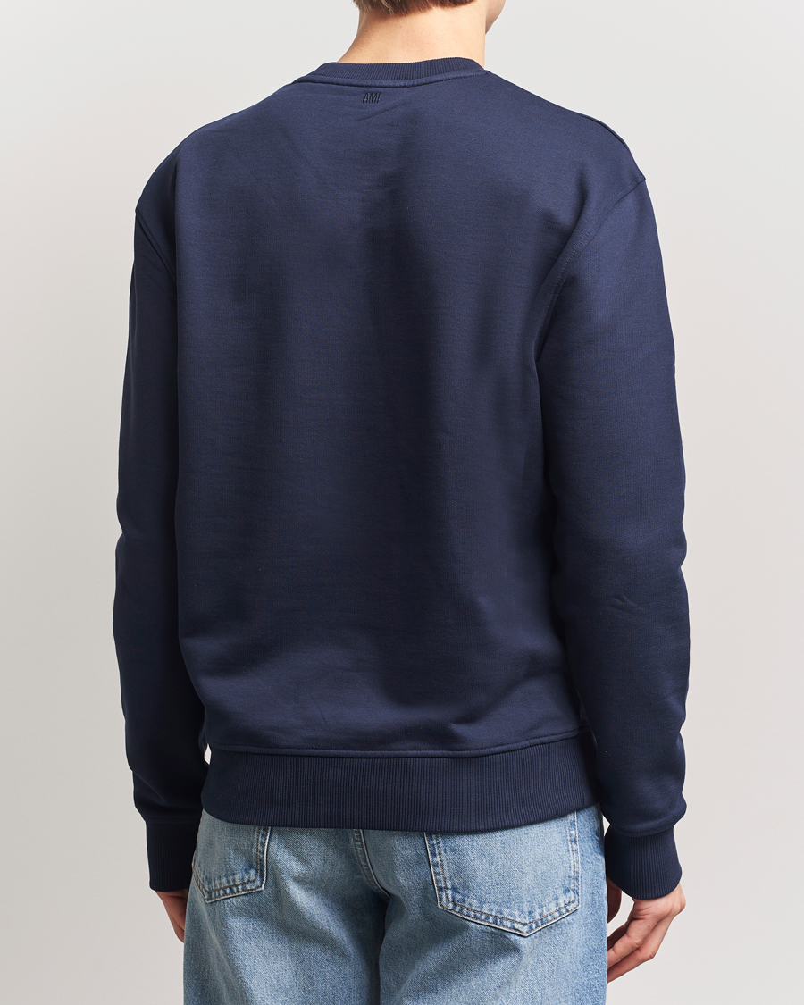Hombres | Jerséis y prendas de punto | AMI | Off White Heart Logo Sweatshirt Night Blue