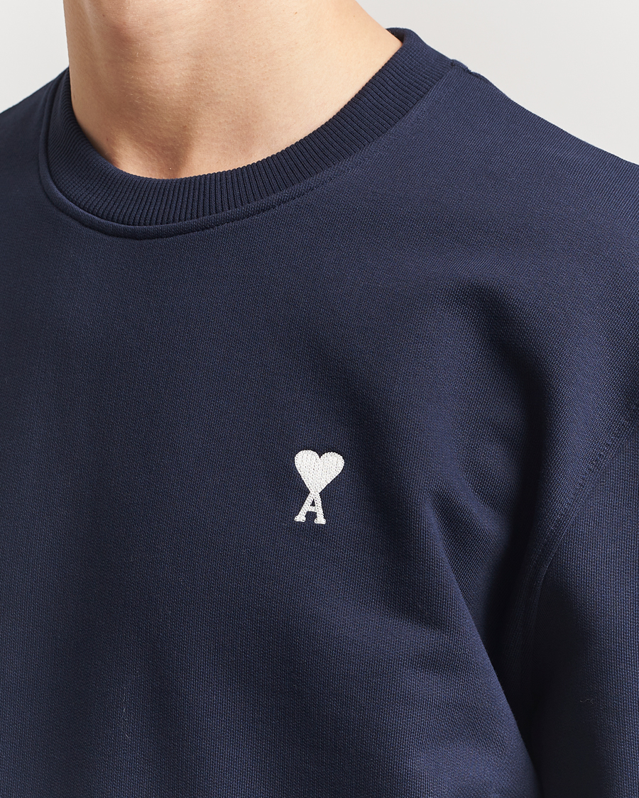 Hombres | Jerséis y prendas de punto | AMI | Off White Heart Logo Sweatshirt Night Blue