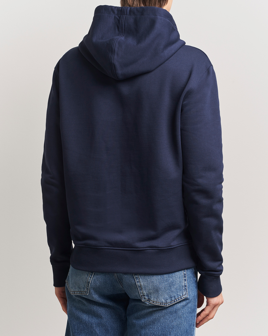 Hombres | Jerséis y prendas de punto | AMI | Off White Heart Logo Full Zip Hoodie Night Blue