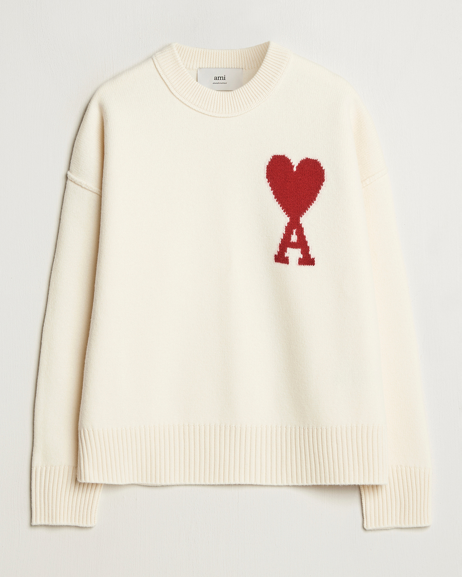 Hombres | Jerséis y prendas de punto | AMI | Big Heart Wool Sweater Off White