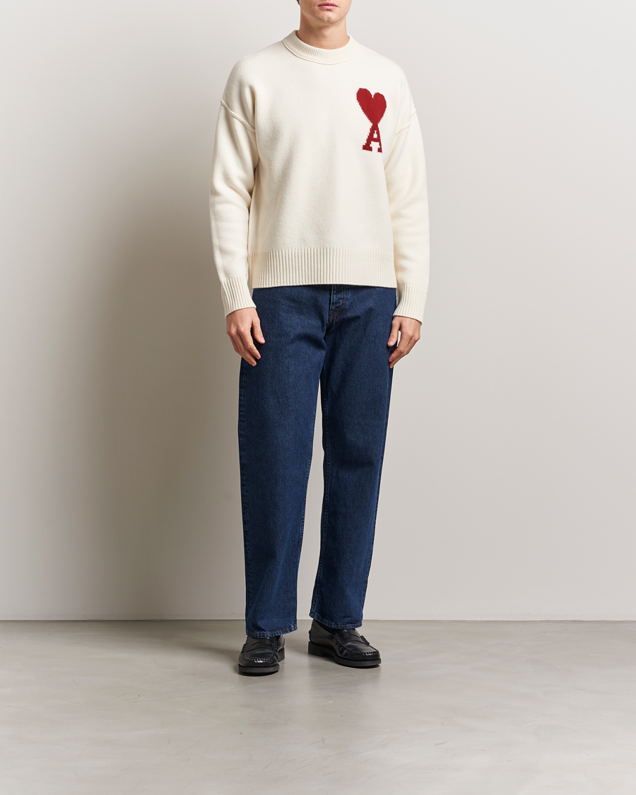 Hombres | Jerséis y prendas de punto | AMI | Big Heart Wool Sweater Off White