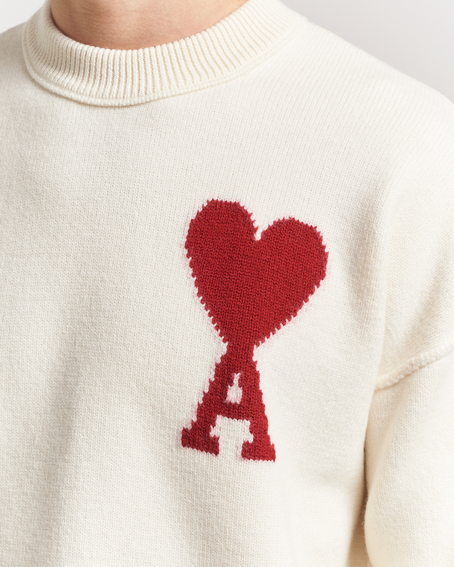 Hombres | Jerséis y prendas de punto | AMI | Big Heart Wool Sweater Off White