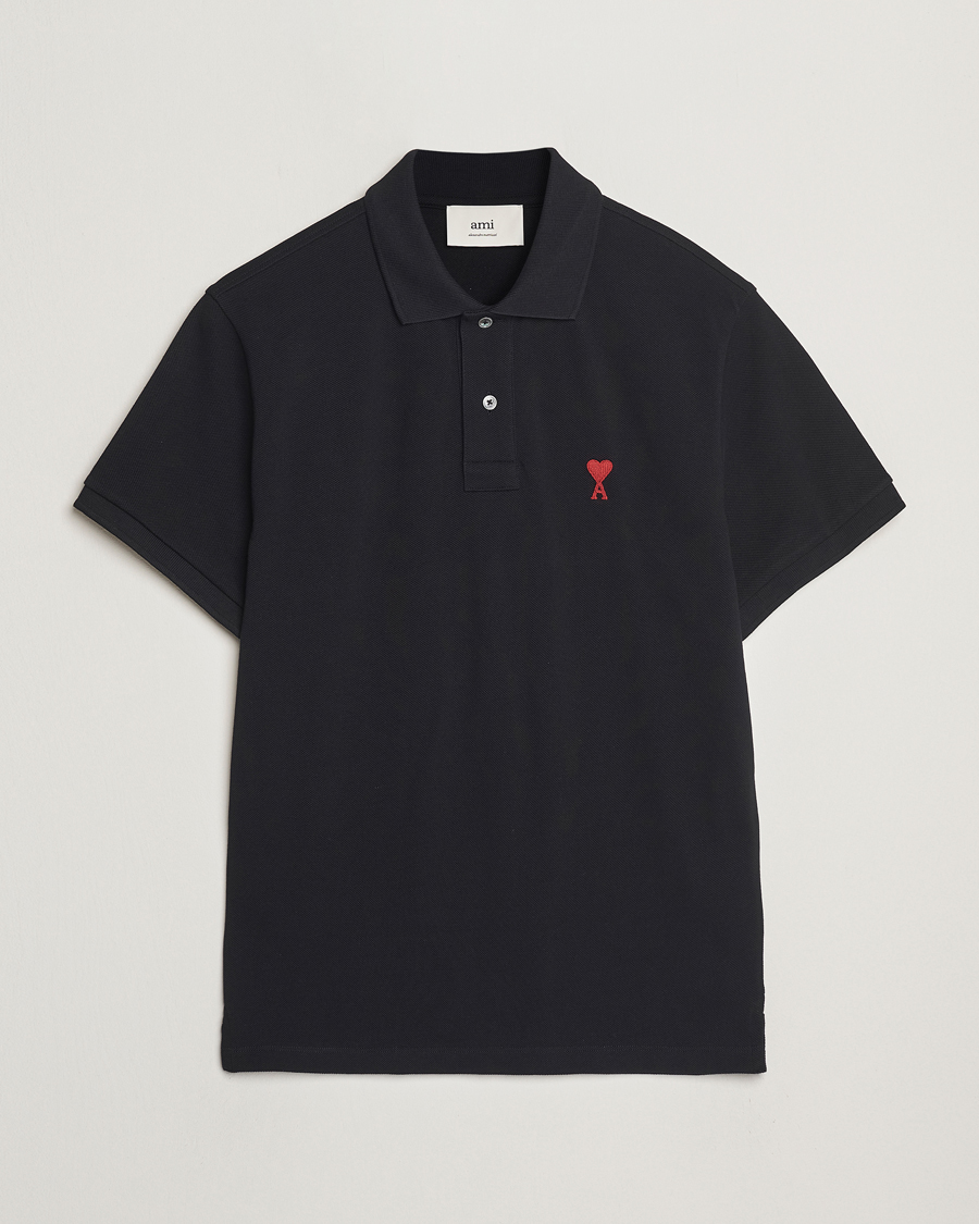 Hombres | Polos | AMI | Heart Logo Polo Black