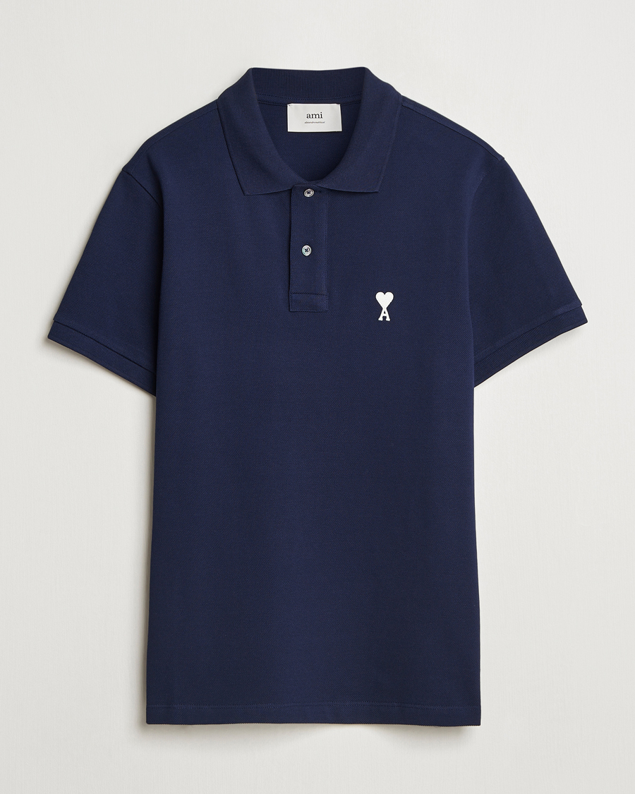 Hombres | Polos | AMI | Off White Heart Logo Polo Night Blue