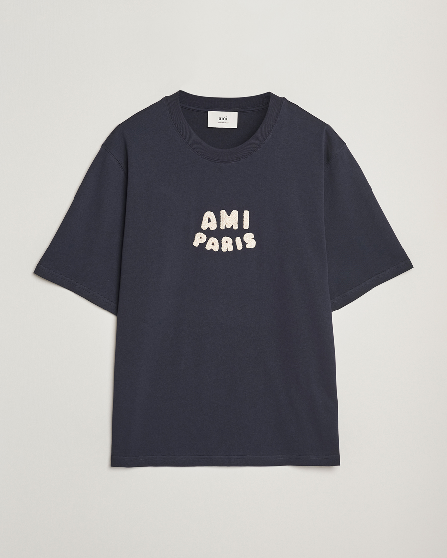 Hombres | Camisetas | AMI | Paris Logo T-Shirt Navy Blue