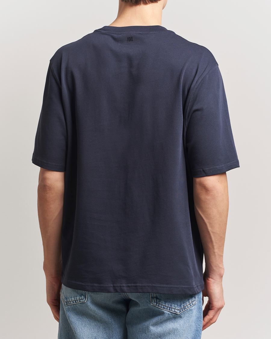 Hombres | Camisetas | AMI | Paris Logo T-Shirt Navy Blue