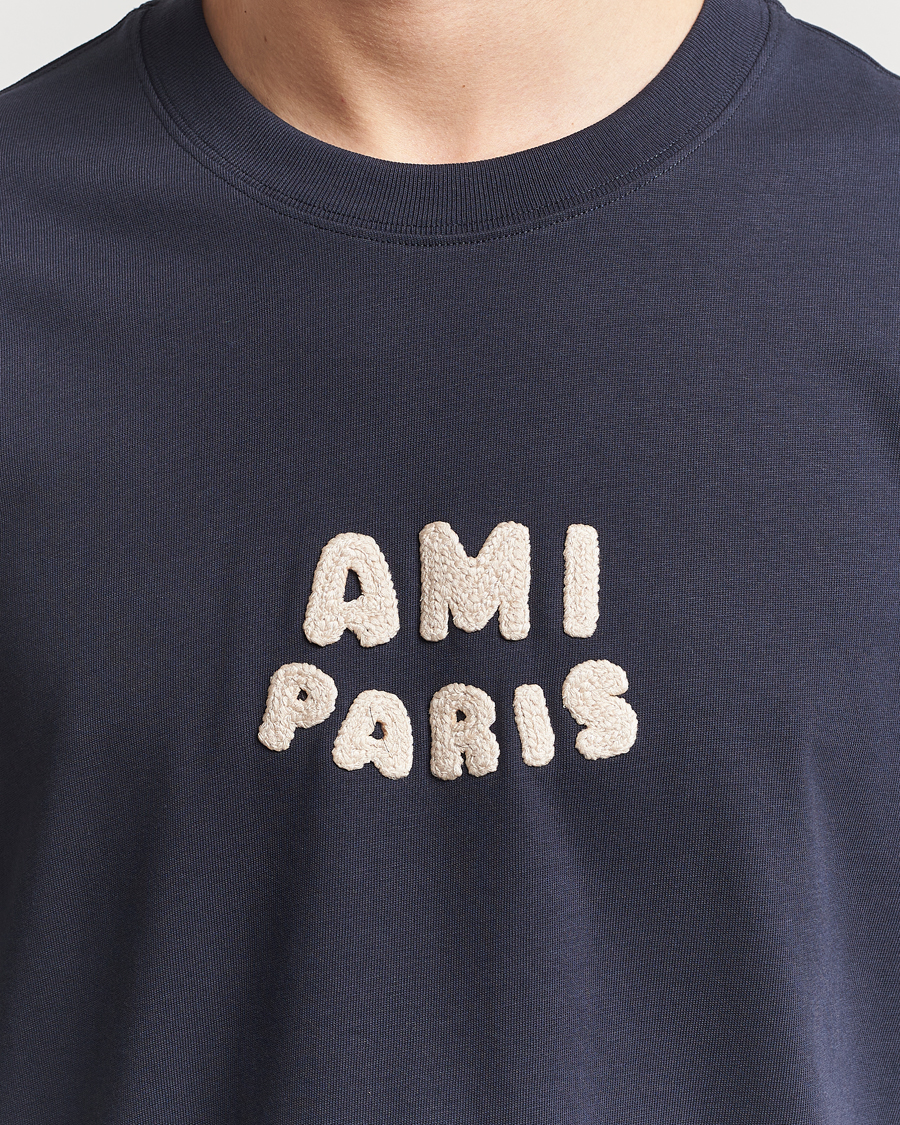 Hombres | Camisetas | AMI | Paris Logo T-Shirt Navy Blue