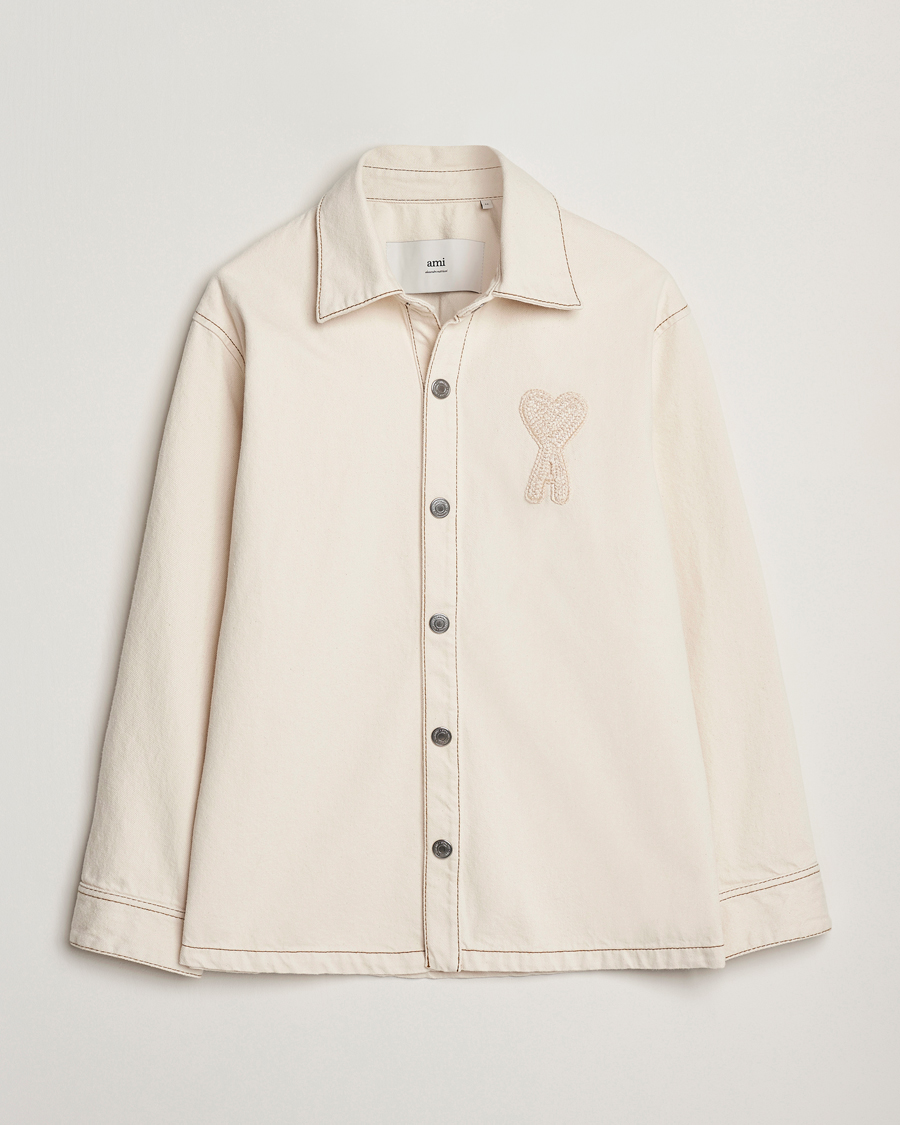 Hombres | Abrigos y chaquetas | AMI | Patch Embroidered Overshirt White Cream