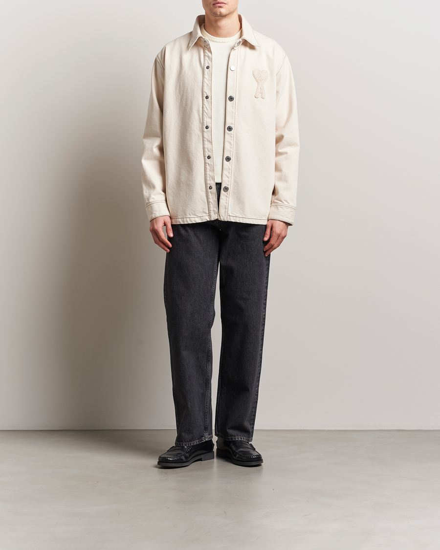 Hombres | Abrigos y chaquetas | AMI | Patch Embroidered Overshirt White Cream