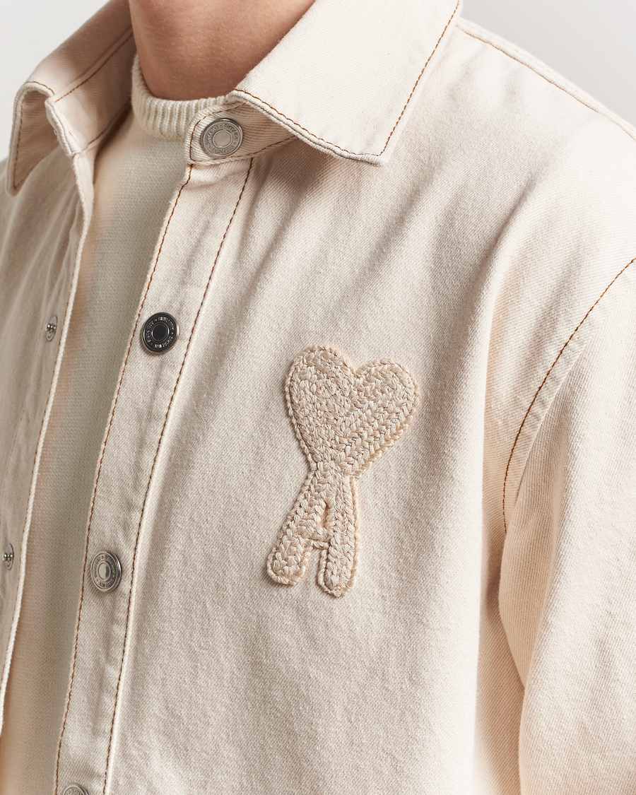 Hombres | Abrigos y chaquetas | AMI | Patch Embroidered Overshirt White Cream