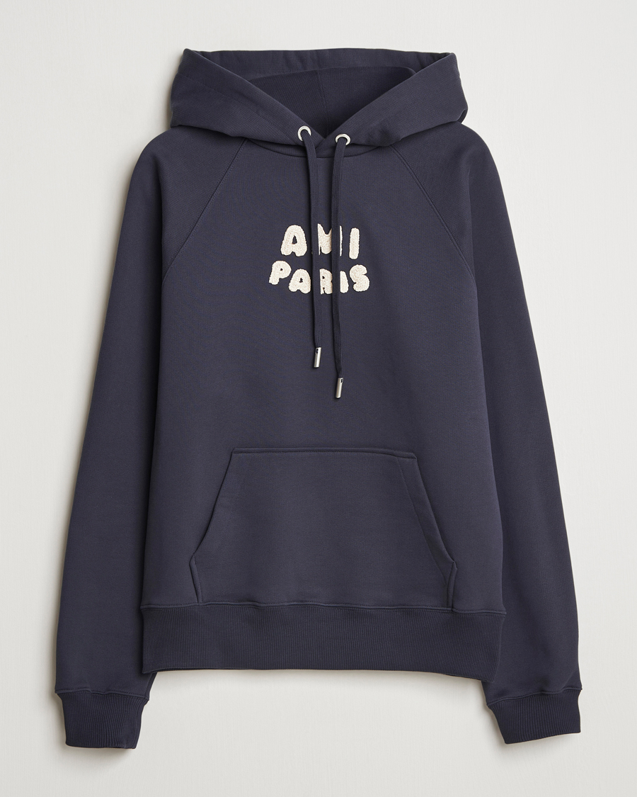 Hombres | Jerséis y prendas de punto | AMI | Paris Logo Hoodie Navy Blue