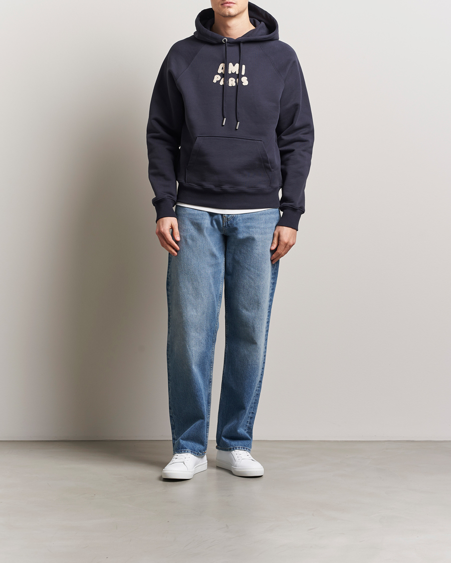 Hombres | Jerséis y prendas de punto | AMI | Paris Logo Hoodie Navy Blue