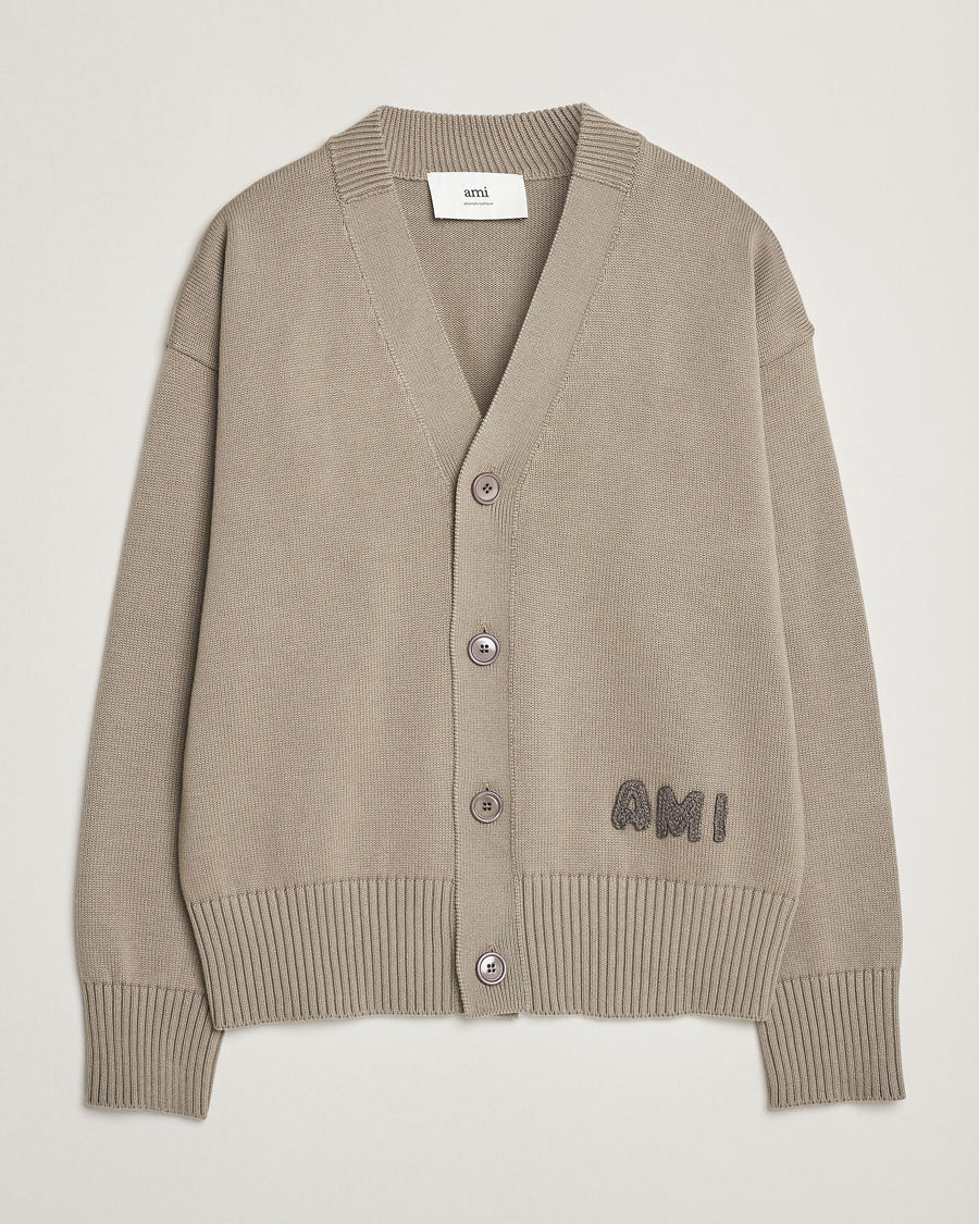 Hombres | Jerséis y prendas de punto | AMI | Embroidered Knitted Cardigan Ash