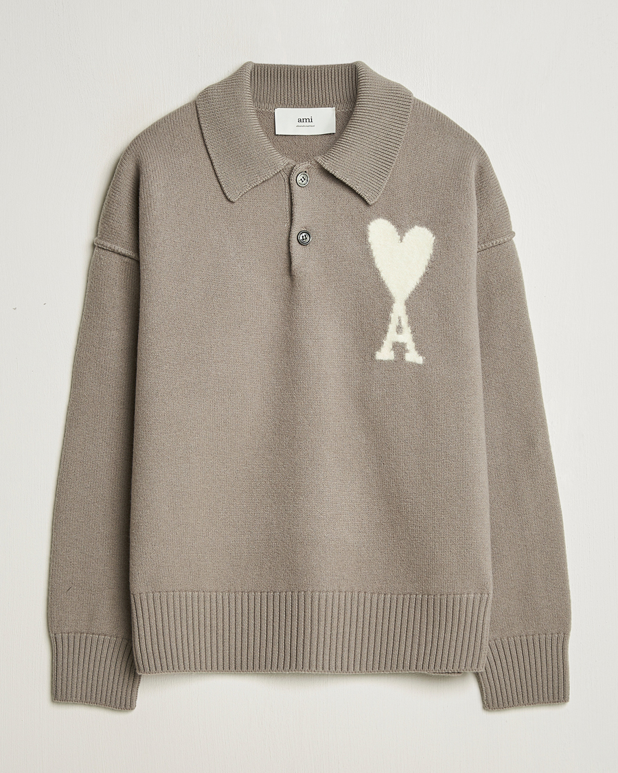 Hombres | Jerséis y prendas de punto | AMI | Big Heart Wool Polo Ash