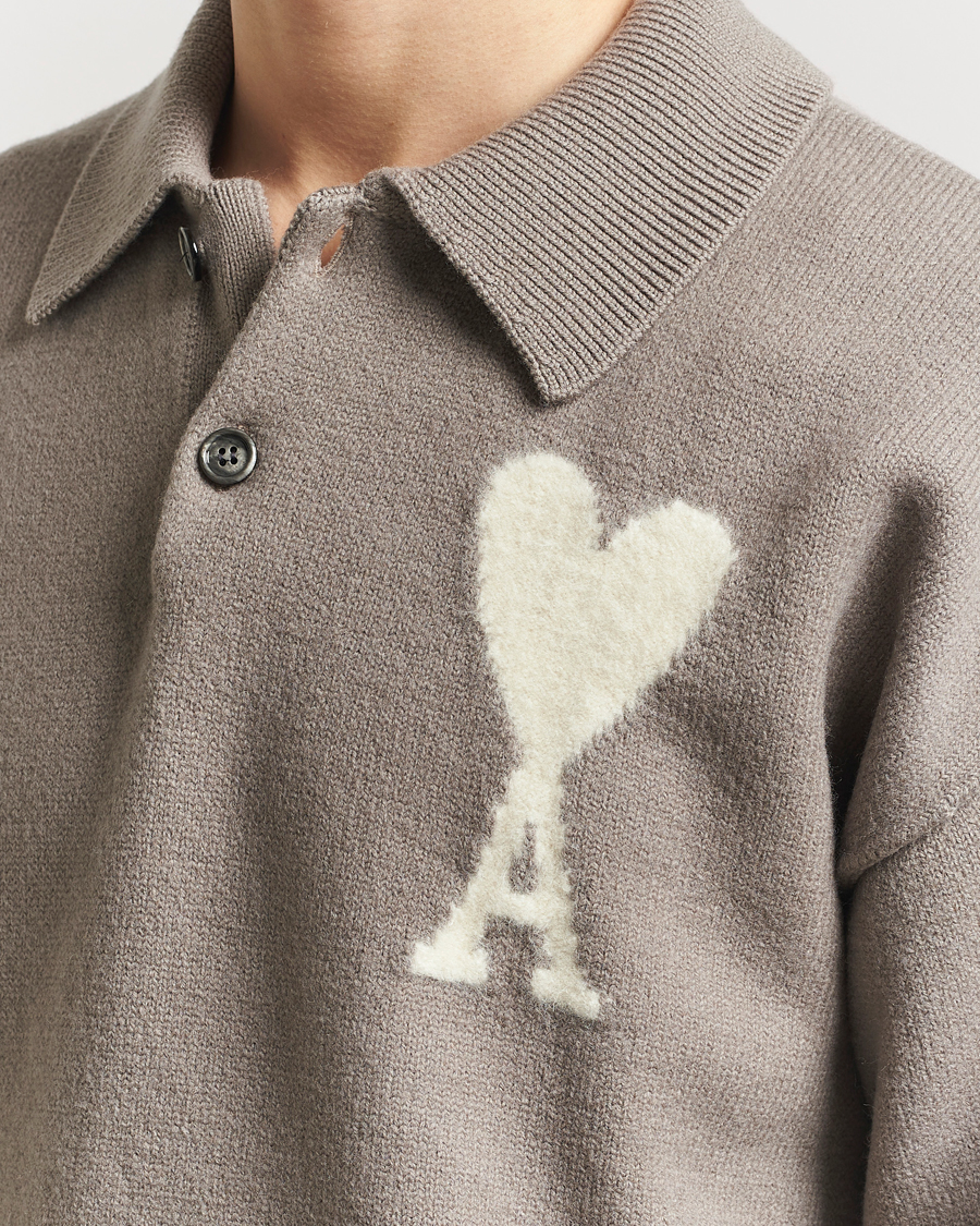 Hombres | Jerséis y prendas de punto | AMI | Big Heart Wool Polo Ash
