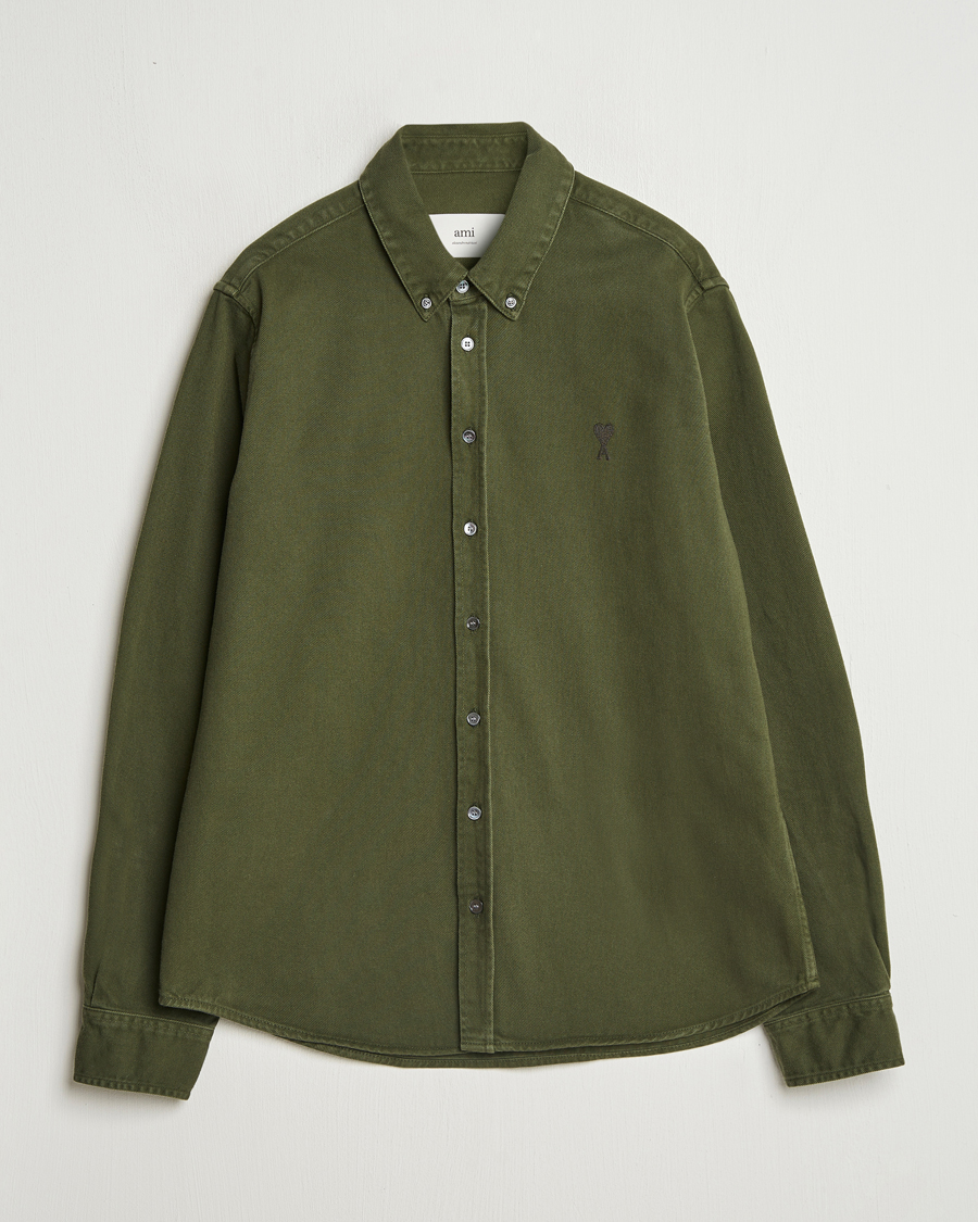 Hombres | Camisas | AMI | Tonal Heart Logo Twill Shirt Loden