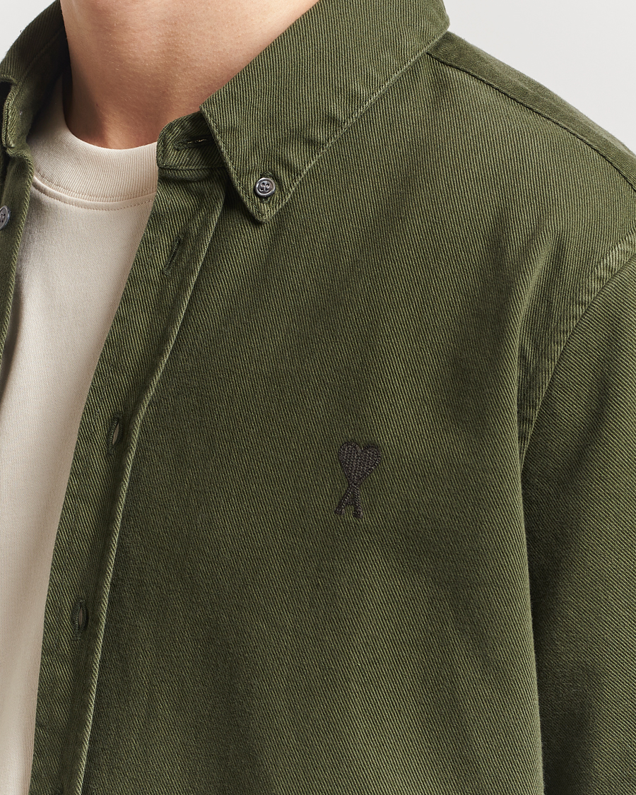 Hombres | Camisas | AMI | Tonal Heart Logo Twill Shirt Loden