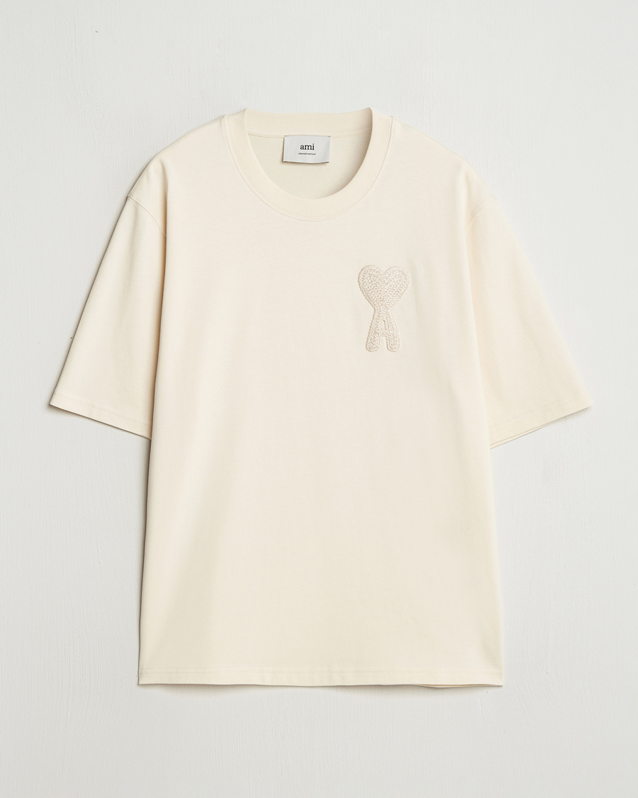 Hombres | Camisetas | AMI | Bouclé Heart T-Shirt White Cream