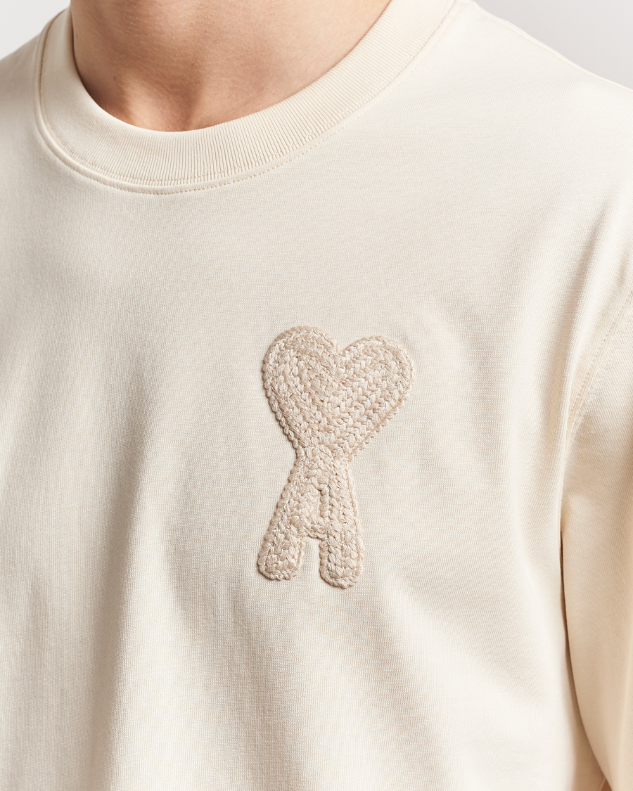 Hombres | Camisetas | AMI | Bouclé Heart T-Shirt White Cream