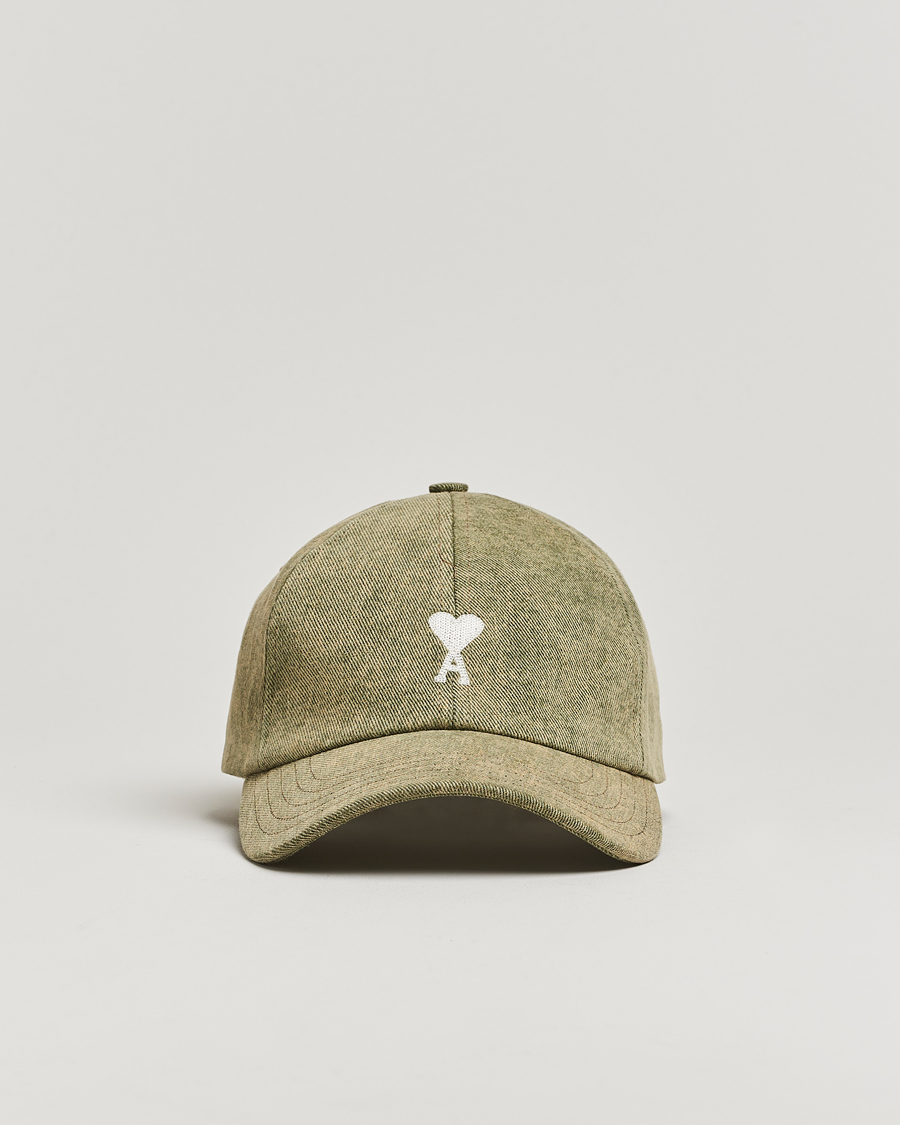 Hombres | AMI Off White Heart Logo Cap Green | AMI | Off White Heart Logo Cap Green