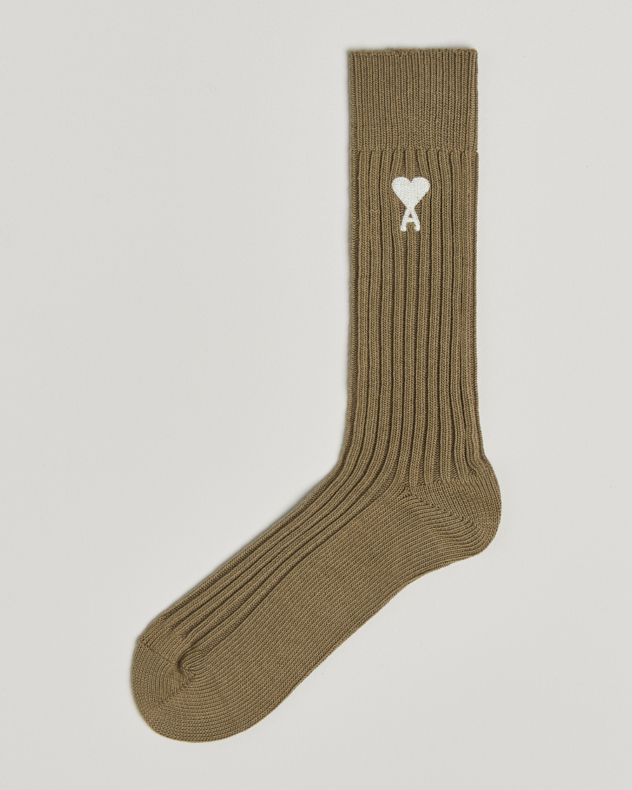 Hombres | Ropa interior y calcetines | AMI | Logo Ribbed Sock Green