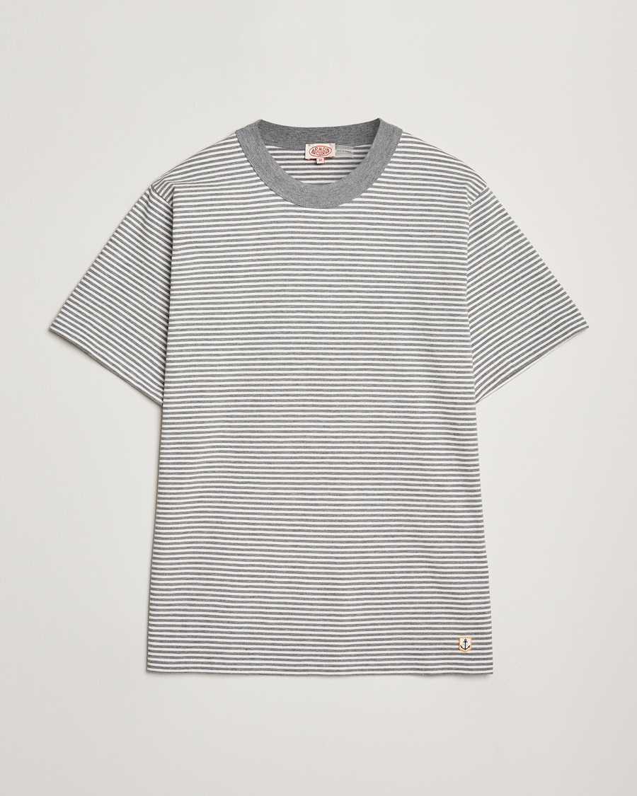 Hombres | Camisetas | Armor-lux | Callac Héritage Stripe T-Shirt Misty Grey/Milk