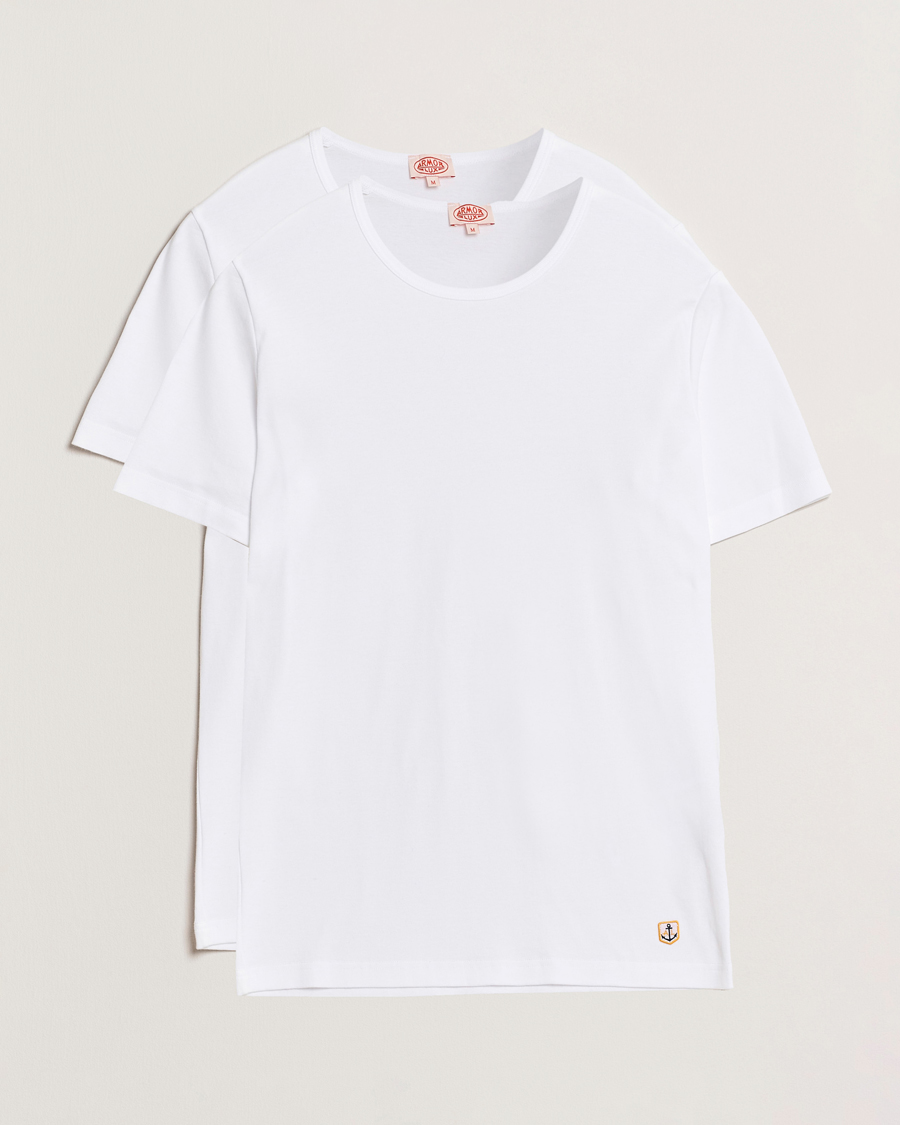 Hombres | Camisetas | Armor-lux | 2-Pack Crew Neck T-Shirt White/White