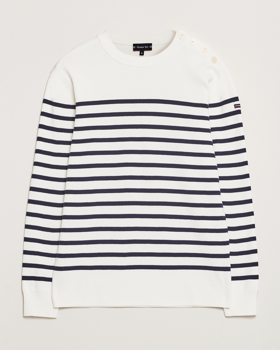 Hombres | Jerséis y prendas de punto | Armor-lux | Groix Striped Sweater Milk/Navy