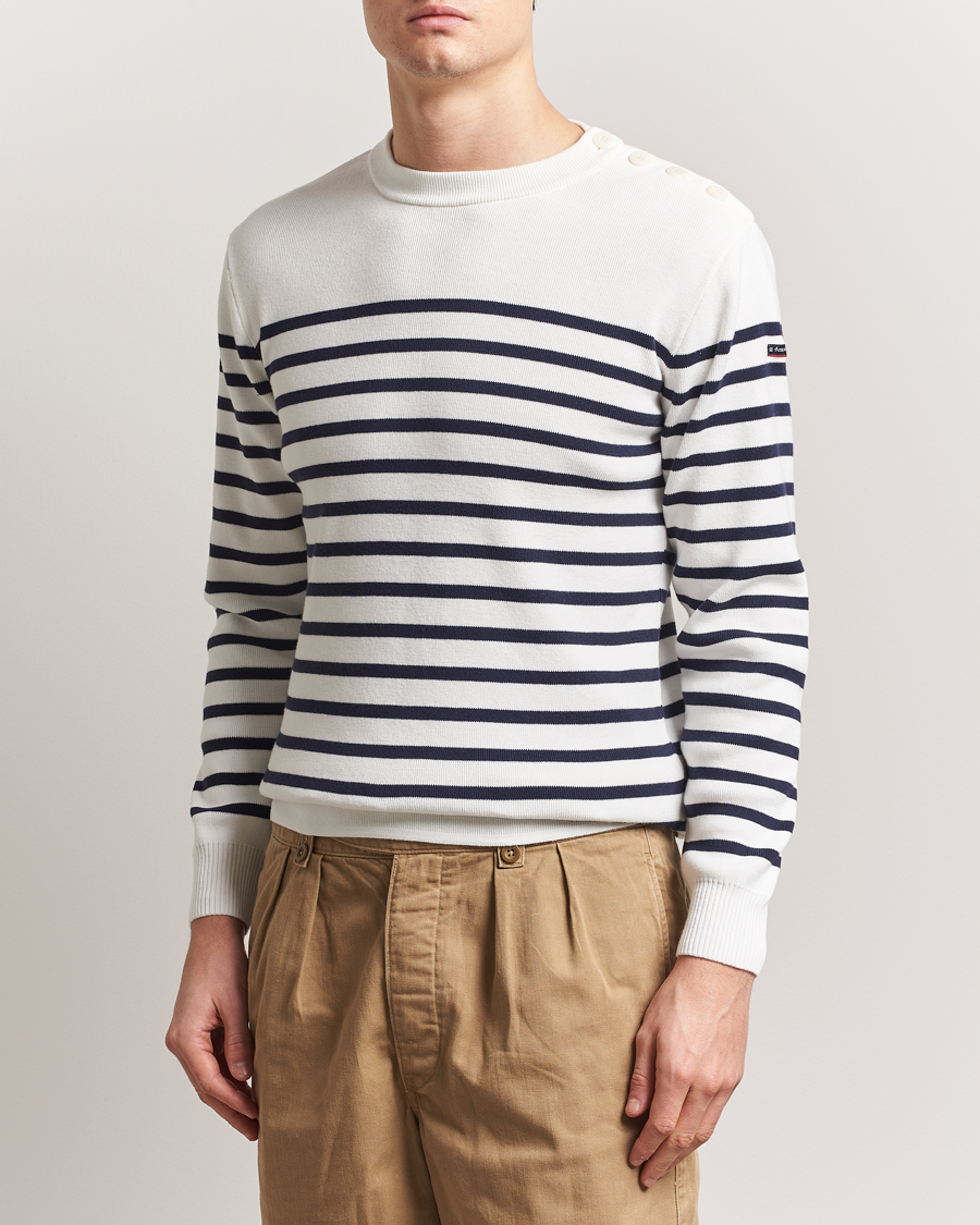 Hombres | Jerséis y prendas de punto | Armor-lux | Groix Striped Sweater Milk/Navy