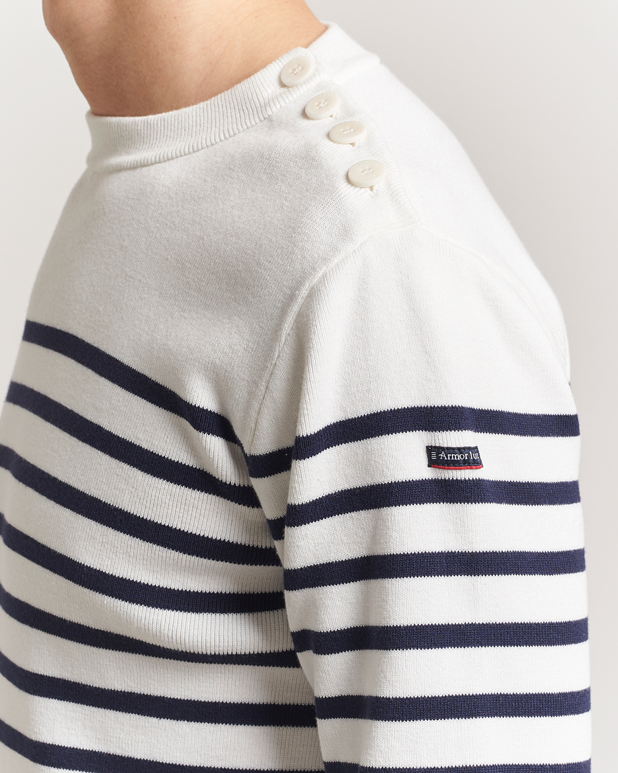Hombres | Jerséis y prendas de punto | Armor-lux | Groix Striped Sweater Milk/Navy