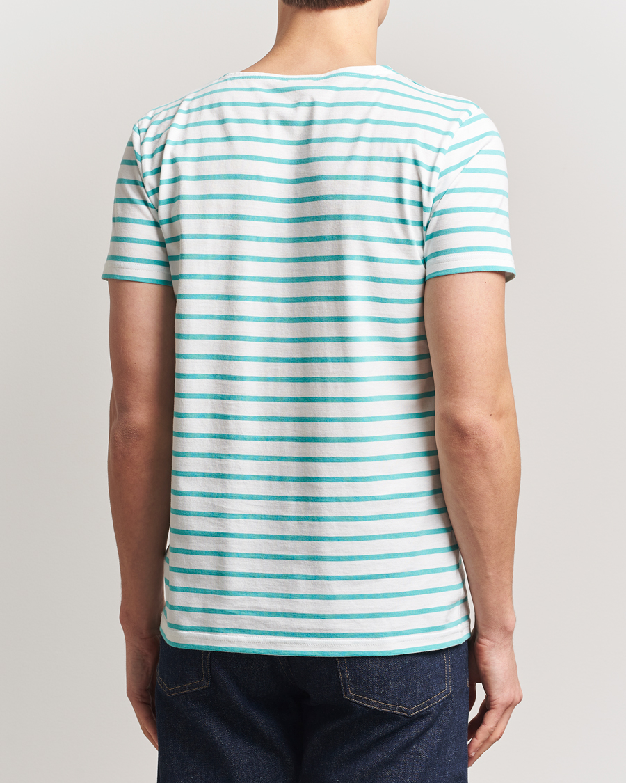 Hombres | Camisetas | Armor-lux | Hoëdic Boatneck Héritage Stripe T-shirt Milk/Laguna