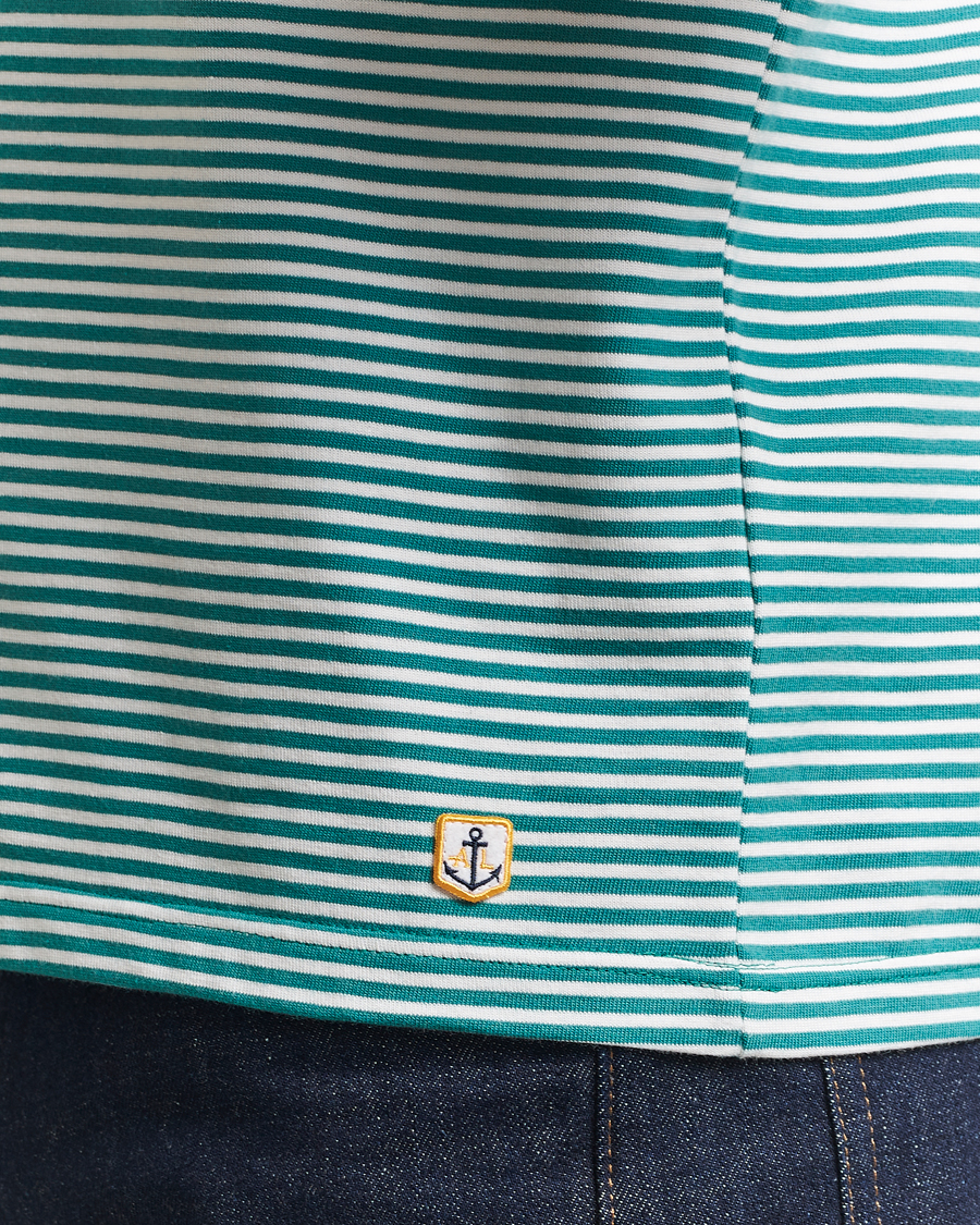 Hombres | Camisetas | Armor-lux | Callac Héritage Stripe T-Shirt Deep Jungle/Milk