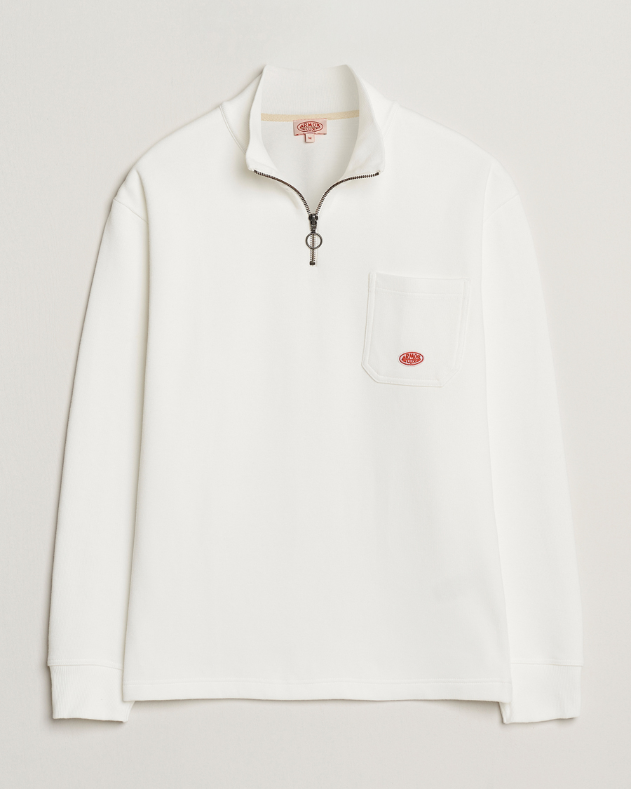 Hombres | Jerséis y prendas de punto | Armor-lux | Camionneur Cotton Half Zip Sweater Milk