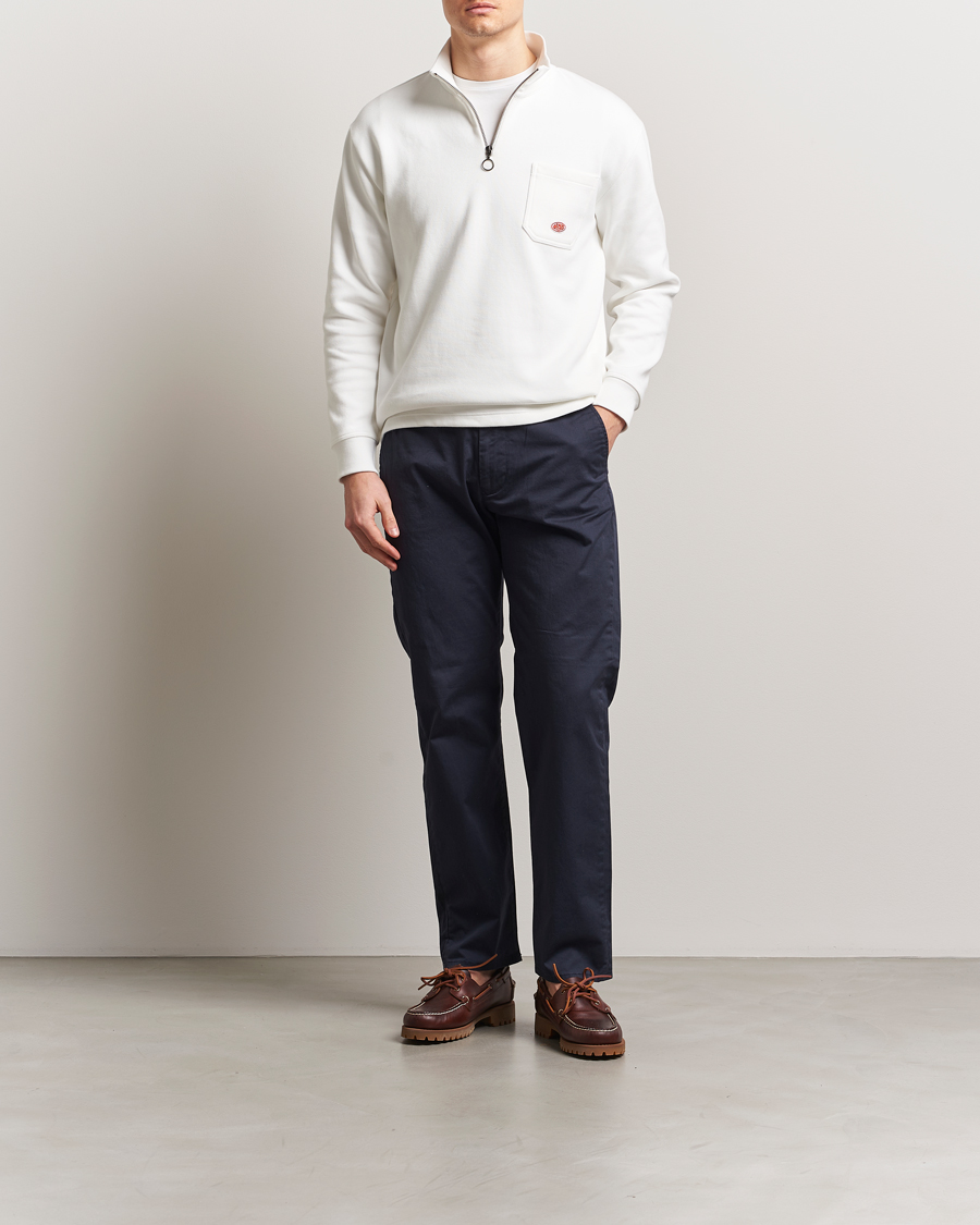 Hombres | Jerséis y prendas de punto | Armor-lux | Camionneur Cotton Half Zip Sweater Milk