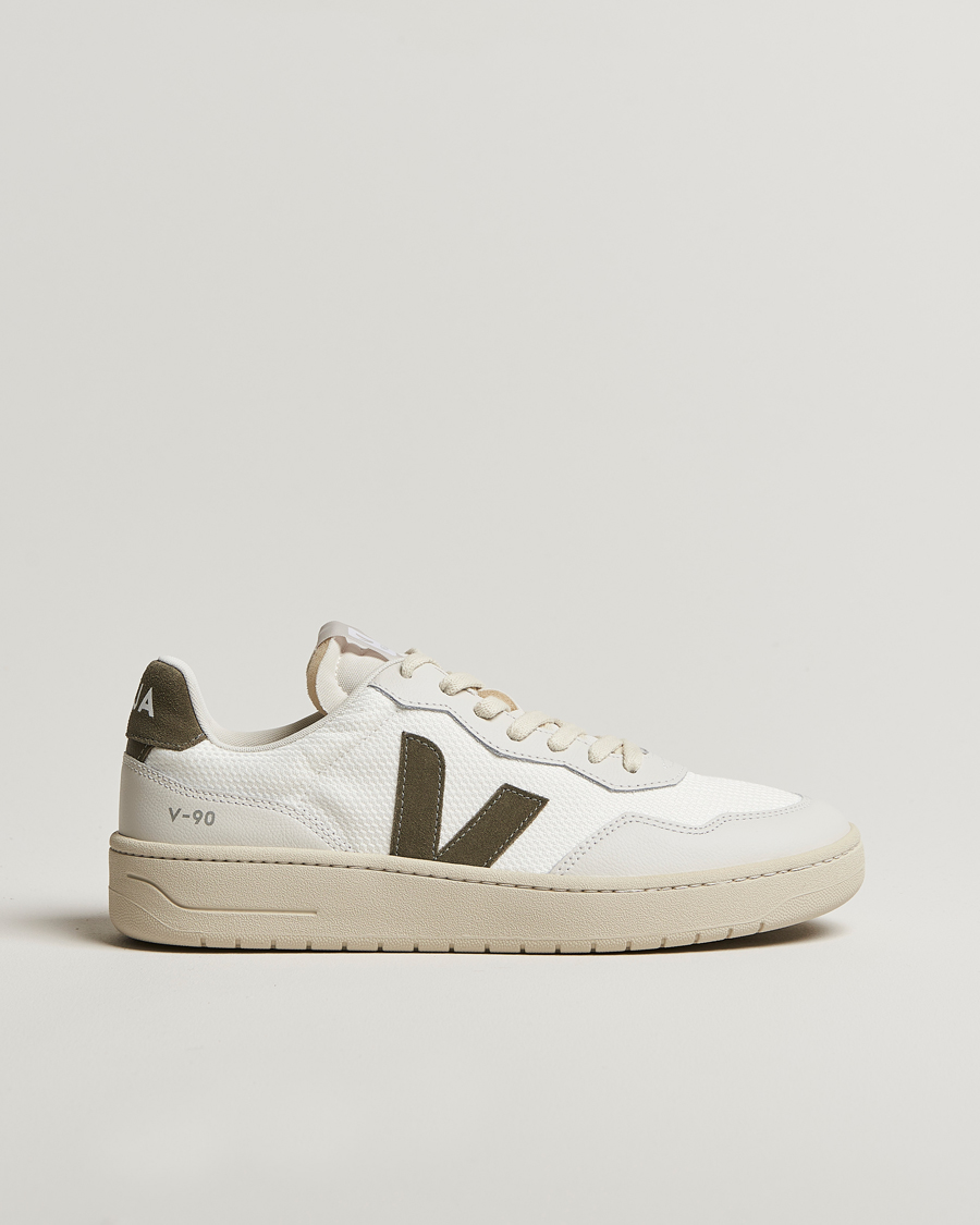 Hombres | Veja V-90 Mesh Sneaker White/Khaki | Veja | V-90 Mesh Sneaker White/Khaki