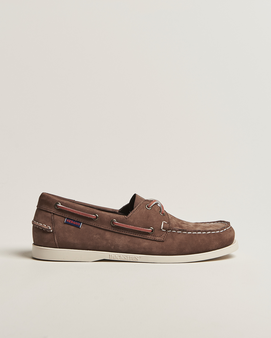 Hombres | Zapatos náuticos | Sebago | Docksides Portland Nubuck Boat Shoe Dark Brown