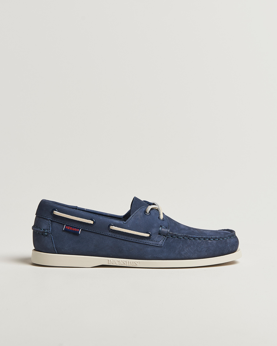 Hombres | Sebago Docksides Portland Nubuck Boat Shoe Blue Navy | Sebago | Docksides Portland Nubuck Boat Shoe Blue Navy