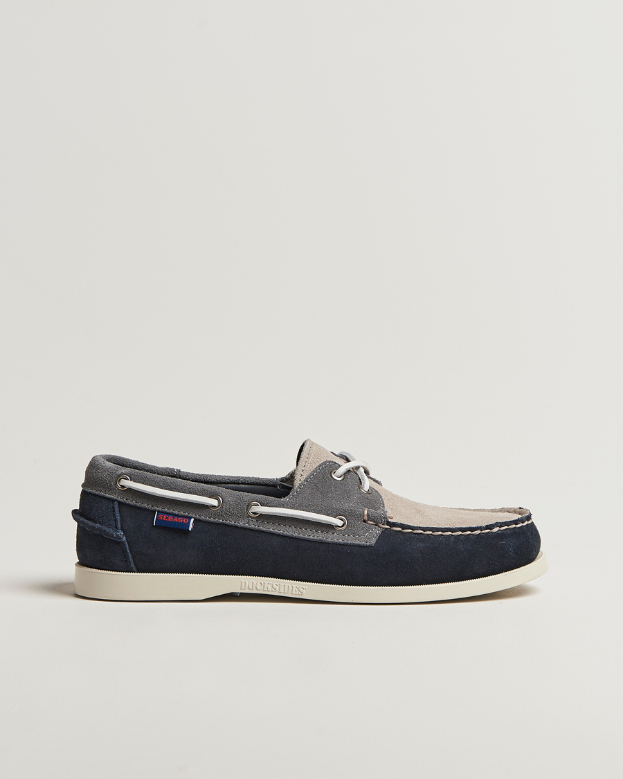 Hombres | Zapatos náuticos | Sebago | Docksides Portland Jib Boat Shoe Navy/Grey